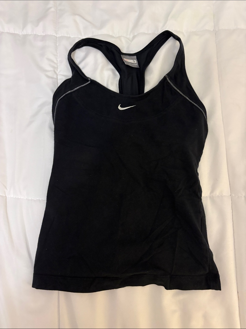 Nike Black Racerback Workout Tank with White Swoosh